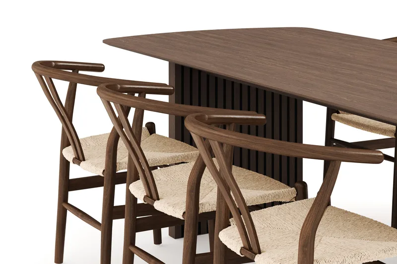 Richeto Matgrupp Rökt Ek 240 cm med 6 Dastoori Matstolar - Rökt ek - Möbler - Matplats - Matgrupp & matbord med stolar