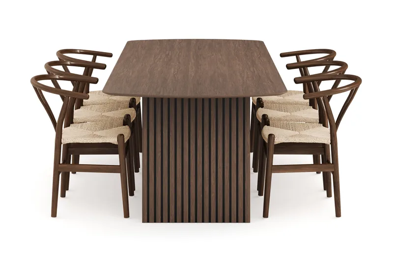 Richeto Matgrupp Rökt Ek 240 cm med 6 Dastoori Matstolar - Rökt ek - Möbler - Matplats - Matgrupp & matbord med stolar