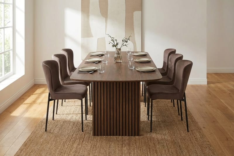 Richeto Matgrupp Rökt Ek 240 cm med 6 Elsie Matstolar - Rökt ek/Brun - Möbler - Matplats - Matgrupp & matbord med stolar