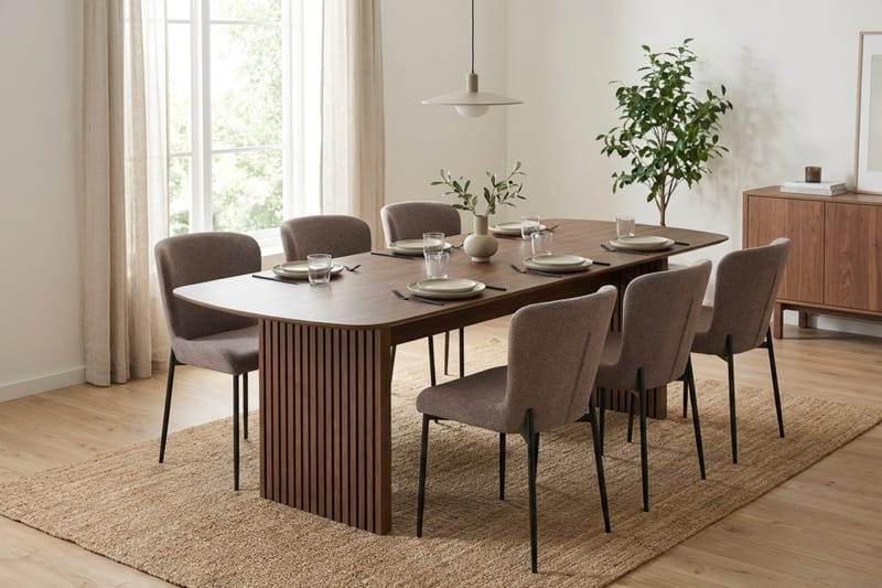 Richeto Matgrupp Rökt Ek 240 cm med 6 Elsie Matstolar - Rökt ek/Grå - Möbler - Matplats - Matgrupp & matbord med stolar