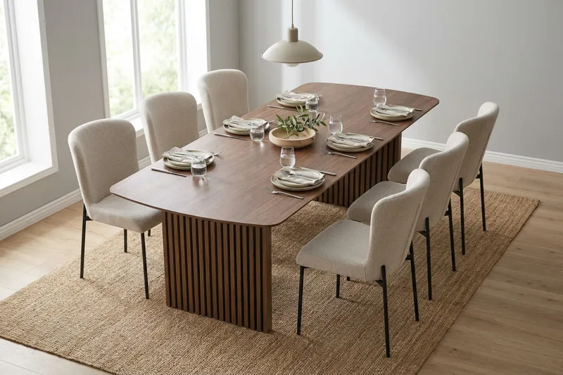 Richeto Matgrupp Rökt Ek 240 cm med 6 Elsie Matstolar - Rökt ek/Vit - Möbler - Matplats - Matgrupp & matbord med stolar