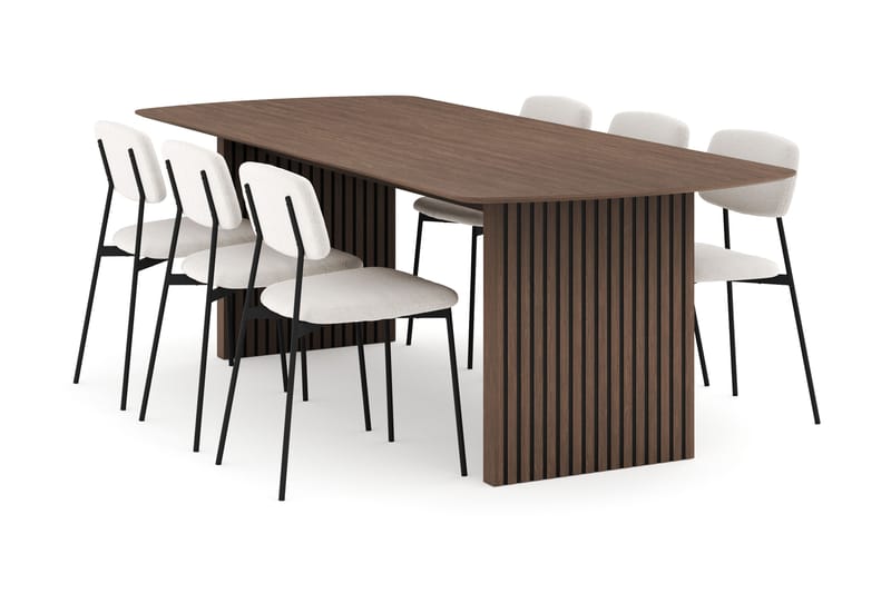 Richeto Matgrupp Rökt Ek 240 cm med 6 Lowe Matstolar - Rökt ek - Möbler - Matplats - Matgrupp & matbord med stolar