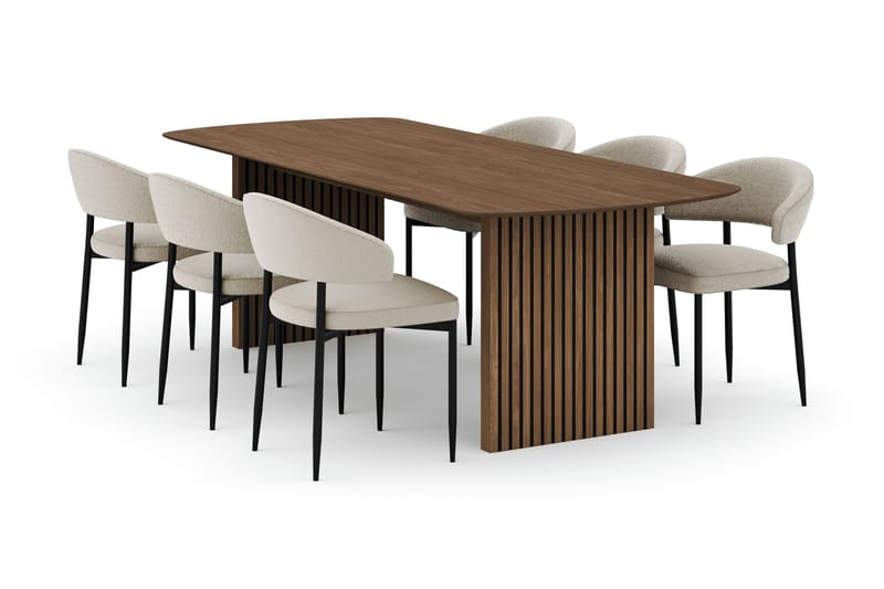 Richeto Ovalt Matbord 240 cm med 6 Sawako Stolar - Ek - Möbler - Matplats - Matgrupp & matbord med stolar