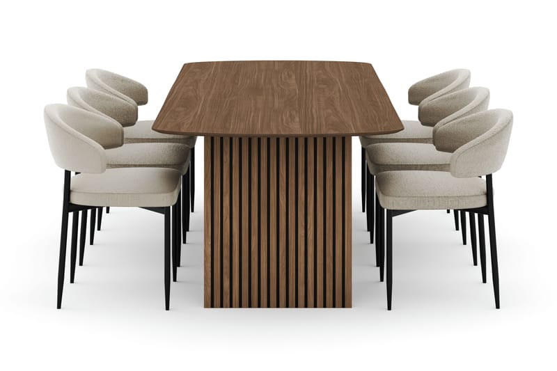 Richeto Ovalt Matbord 240 cm med 6 Sawako Stolar - Ek - Möbler - Matplats - Matgrupp & matbord med stolar