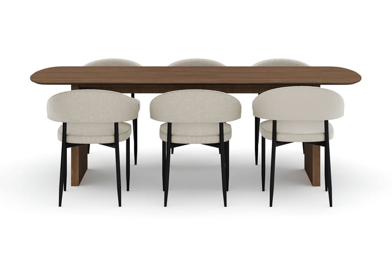 Richeto Ovalt Matbord 240 cm med 6 Sawako Stolar - Ek - Möbler - Matplats - Matgrupp & matbord med stolar
