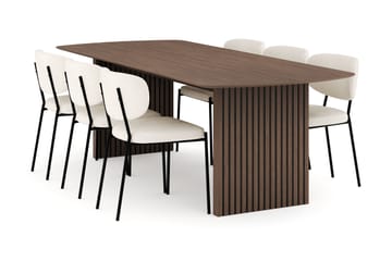 Richeto Ovalt Matgrupp Rökt Ek 240 cm med 6 Gemmiano Matstolar - Rökt ek - Möbler - Matplats - Matgrupp & matbord med stolar