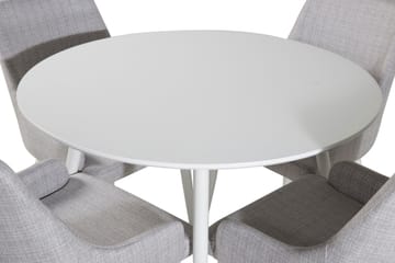 Ridones Matgrupp 100 cm Rund inkl 4 Ridones Stolar - Vit/Grå - Möbler - Matplats - Matgrupp & matbord med stolar