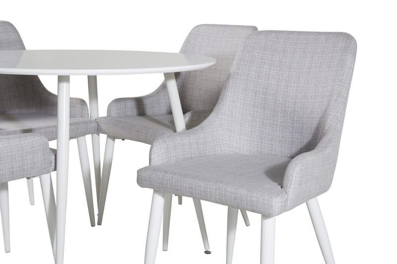 Ridones Matgrupp 100 cm Rund inkl 4 Ridones Stolar - Vit/Grå - Möbler - Matplats - Matgrupp & matbord med stolar