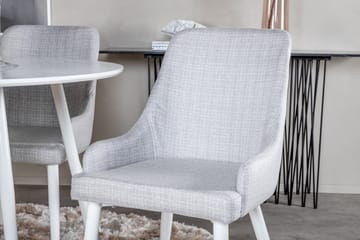 Ridones Matgrupp 100 cm Rund inkl 4 Ridones Stolar - Vit/Grå - Möbler - Matplats - Matgrupp & matbord med stolar