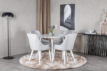 Ridones Matgrupp 100 cm Rund inkl 4 Ridones Stolar - Vit/Grå - Möbler - Matplats - Matgrupp & matbord med stolar