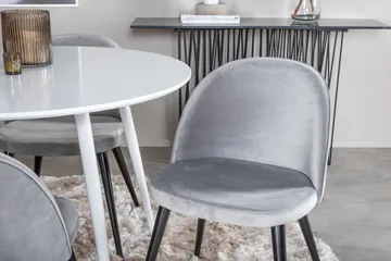 Ridones Matgrupp 100 cm Rund inkl 4 Valerie Sammetsstolar - Vit/Ljusgrå - Möbler - Matplats - Matgrupp & matbord med stolar