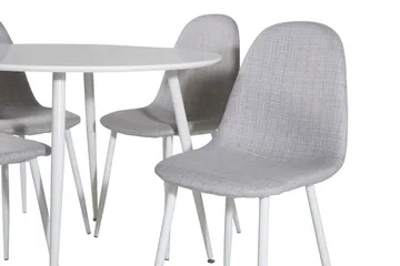 Ridones Matgrupp 100 cm Rund inkl 4 Ypas Stolar - Vit/Grå - Möbler - Matplats - Matgrupp & matbord med stolar