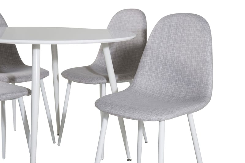Ridones Matgrupp 100 cm Rund inkl 4 Ypas Stolar - Vit/Grå - Möbler - Matplats - Matgrupp & matbord med stolar