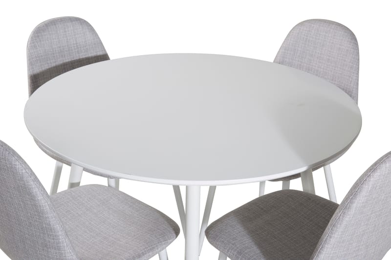 Ridones Matgrupp 100 cm Rund inkl 4 Ypas Stolar - Vit/Grå - Möbler - Matplats - Matgrupp & matbord med stolar