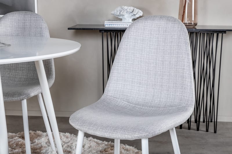 Ridones Matgrupp 100 cm Rund inkl 4 Ypas Stolar - Vit/Grå - Möbler - Matplats - Matgrupp & matbord med stolar