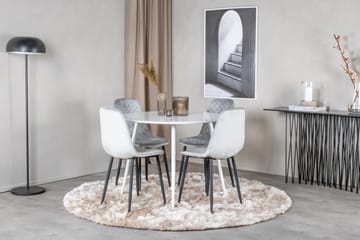 Ridones Matgrupp 100 cm Rund inkl 4 Ypas Stolar - Vit/Grå/Svart - Möbler - Matplats - Matgrupp & matbord med stolar
