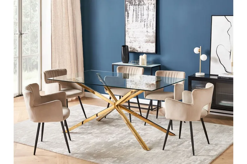 Rimbey Matbord 90x160 cm - Transparent/Guld - Möbler - Matplats - Matbord & köksbord