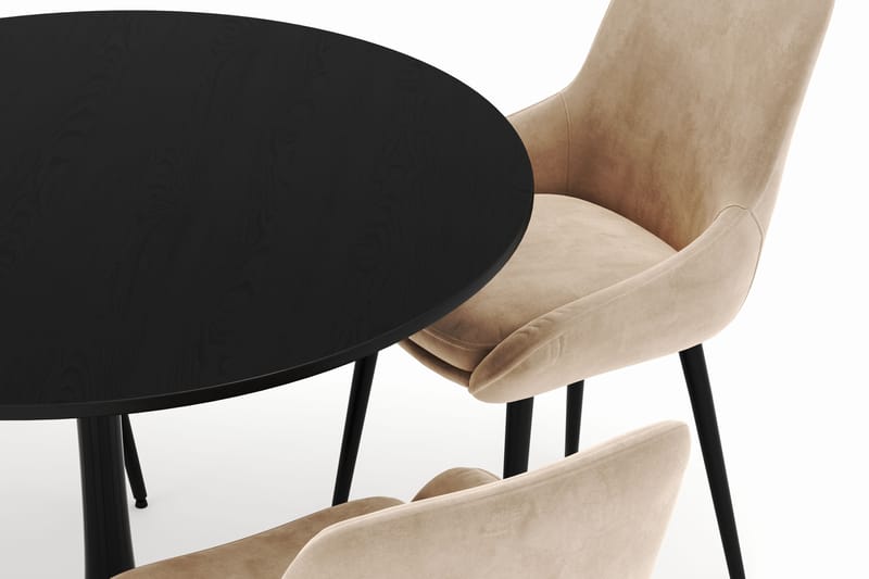 Ringstad Rund Matgrupp 100cm med 4 Alsarp Matstolar - Svart - Möbler - Matplats - Matgrupp & matbord med stolar