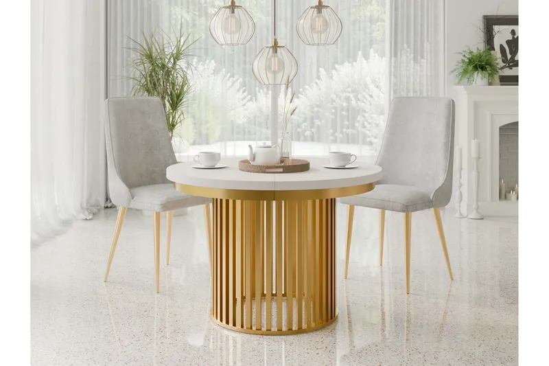 Rivale Matbord 100 cm Rund - Beige/Guld - Möbler - Matplats - Matbord & köksbord