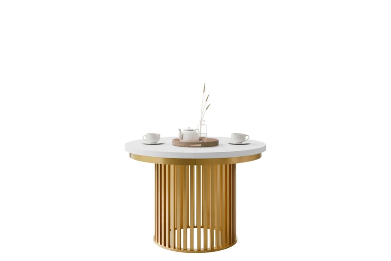 Rivale Matbord 100 cm Rund, Vit/Guld