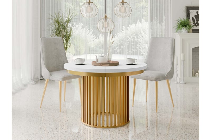 Rivale Matbord 100 cm Rund - Vit/Guld - Möbler - Matplats - Matbord & köksbord