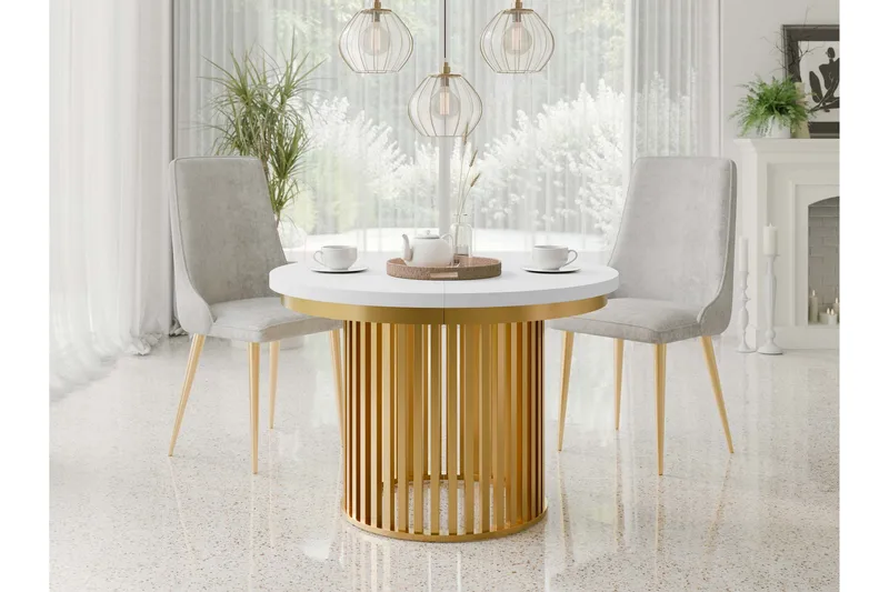 Rivale Matbord 100 cm Rund - Vit/Guld - Möbler - Matplats - Matbord & köksbord