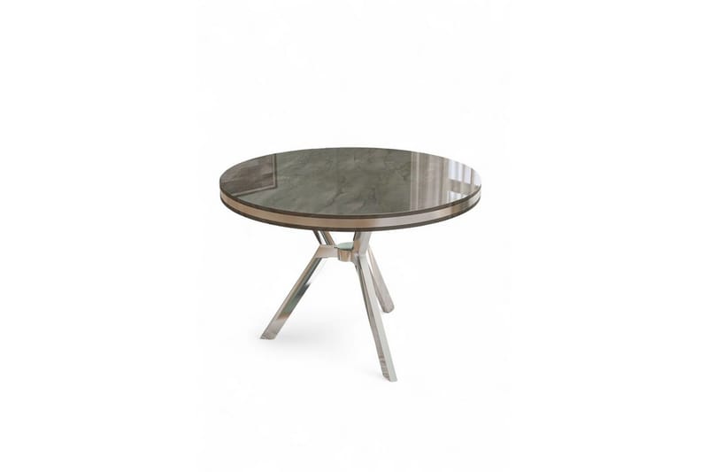 Rivor Litet Runt Matbord 90 cm med Marmorutseende, Grå / Silver