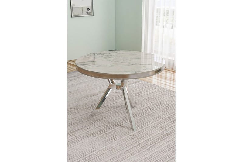 Rivor Matbord 90 cm Rund - Vit Marmor/Krom - Möbler - Matplats - Matbord & köksbord