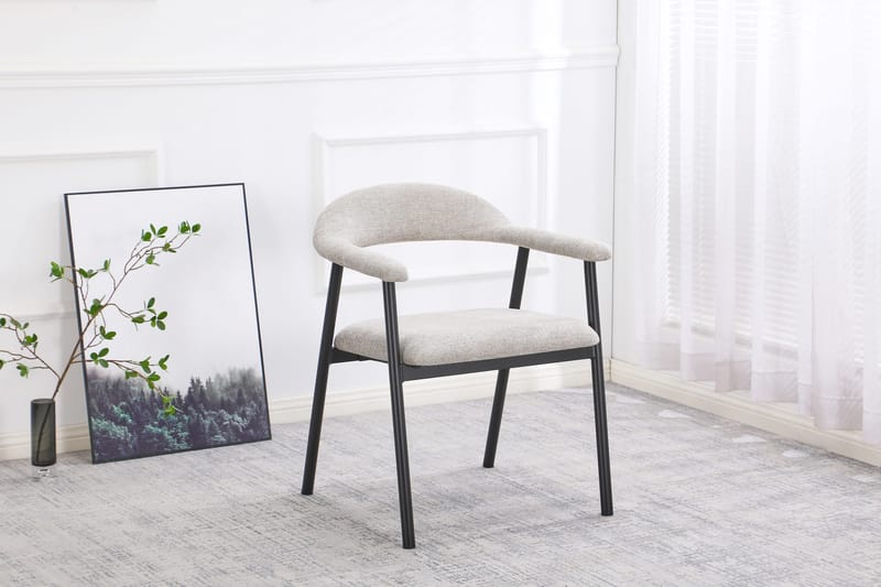 Ronja Matstol i metall med tygsits - Beige/Svart - Möbler - Matplats - Matstol & köksstol