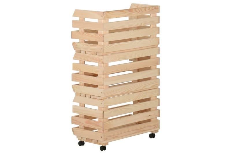 Grönsaksvagn 37x30x80 cm massiv furu - Brun - Möbler - Matplats - Rullbord & köksvagn