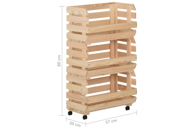 Grönsaksvagn 37x30x80 cm massiv furu - Brun - Möbler - Matplats - Rullbord & köksvagn