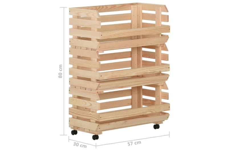 Grönsaksvagn 57x30x80 cm massiv furu - Brun - Möbler - Matplats - Rullbord & köksvagn