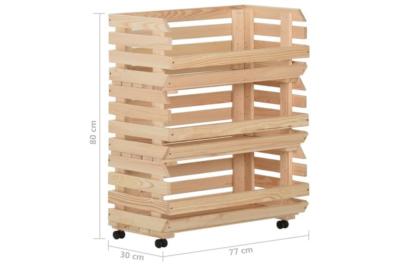Grönsaksvagn 77x30x80 cm massiv furu - Brun - Möbler - Matplats - Rullbord & köksvagn