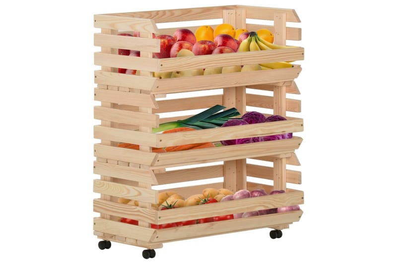 Grönsaksvagn 77x30x80 cm massiv furu - Brun - Möbler - Matplats - Rullbord & köksvagn