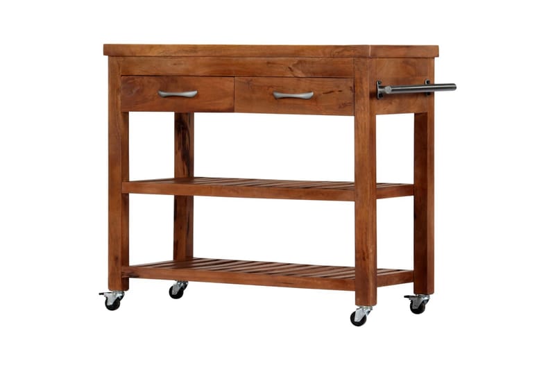Köksvagn 100x48x89 cm massivt akaciaträ - Brun - Möbler - Matplats - Rullbord & köksvagn