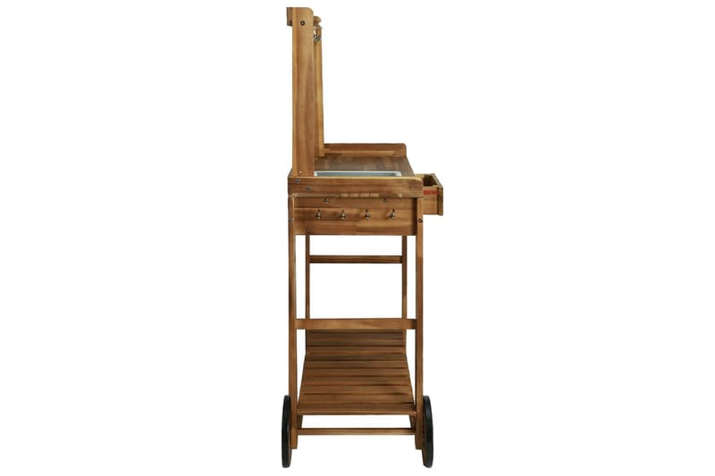 Köksvagn för trädgård massivt akaciaträ 92x43,5x141,5 cm - Brun - Möbler - Matplats - Rullbord & köksvagn