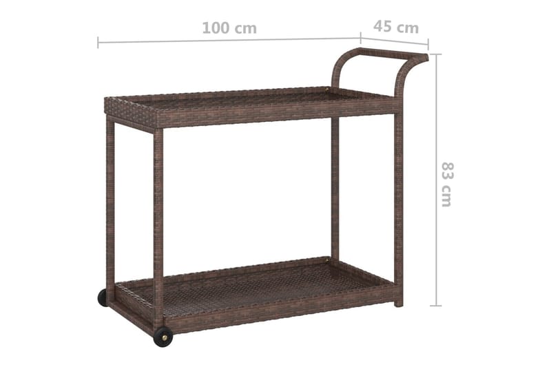 Serveringsvagn brun 100x45x83 cm konstrotting - Brun - Möbler - Matplats - Rullbord & köksvagn