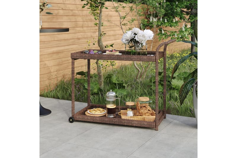 Serveringsvagn brun 100x45x83 cm konstrotting - Brun - Möbler - Matplats - Rullbord & köksvagn