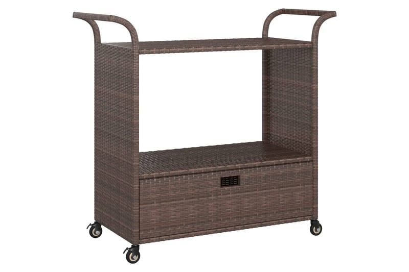 Serveringsvagn med låda brun 100x45x97 cm konstrotting - Brun - Möbler - Matplats - Rullbord & köksvagn