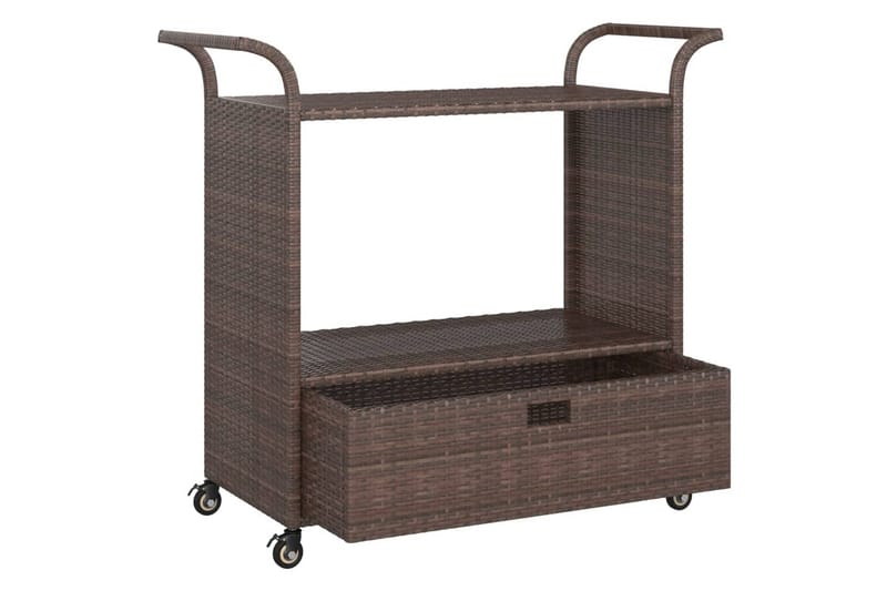 Serveringsvagn med låda brun 100x45x97 cm konstrotting - Brun - Möbler - Matplats - Rullbord & köksvagn