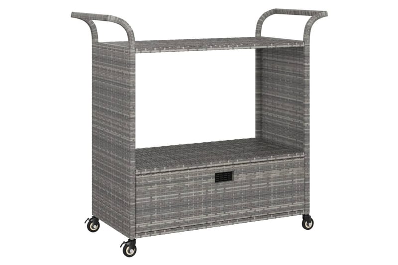 Serveringsvagn med låda grå 100x45x97 cm konstrotting - Grå - Möbler - Matplats - Rullbord & köksvagn