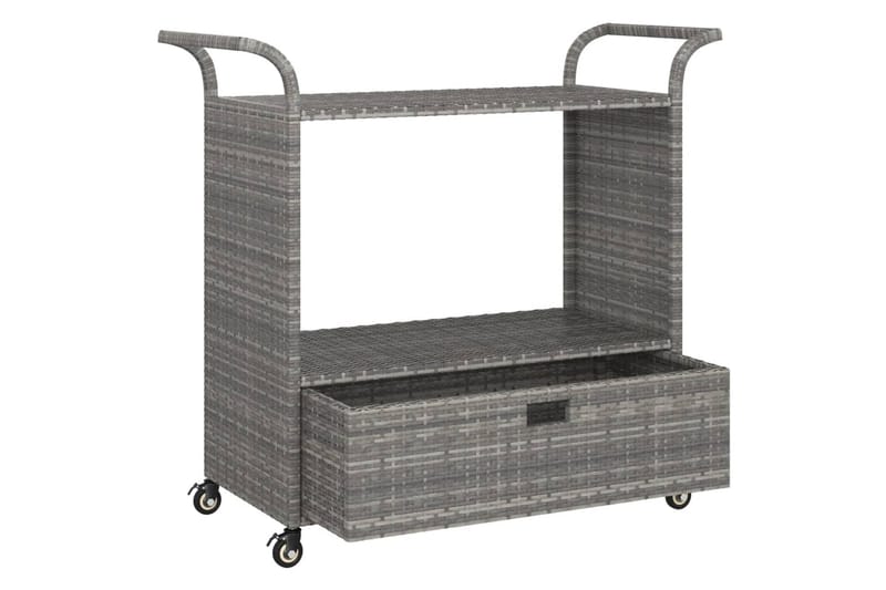Serveringsvagn med låda grå 100x45x97 cm konstrotting - Grå - Möbler - Matplats - Rullbord & köksvagn
