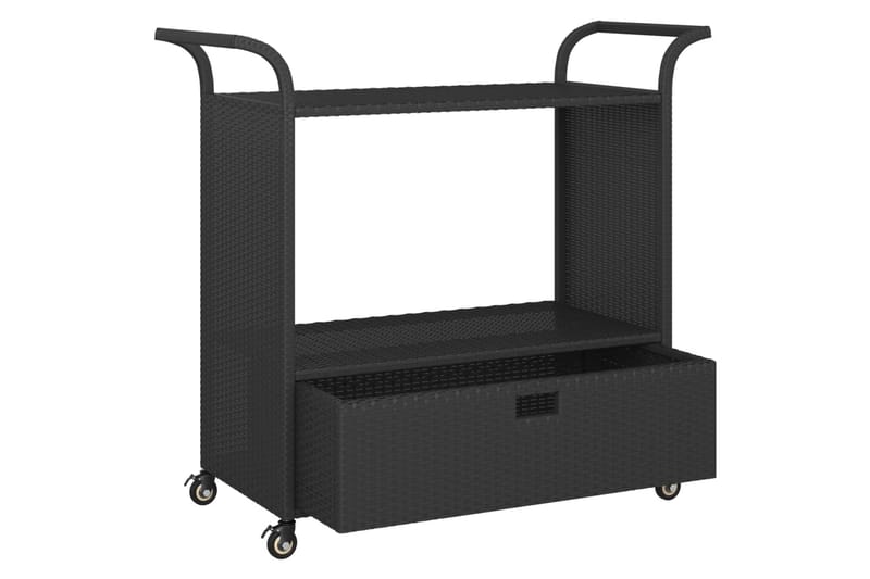 Serveringsvagn med låda svart 100x45x97 cm konstrotting - Svart - Möbler - Matplats - Rullbord & köksvagn