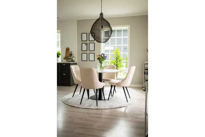 Runa Matgrupp inkl 4 Valerie Lyx Sammetsstolar - Svart/Beige - Möbler - Matplats - Matgrupp & matbord med stolar