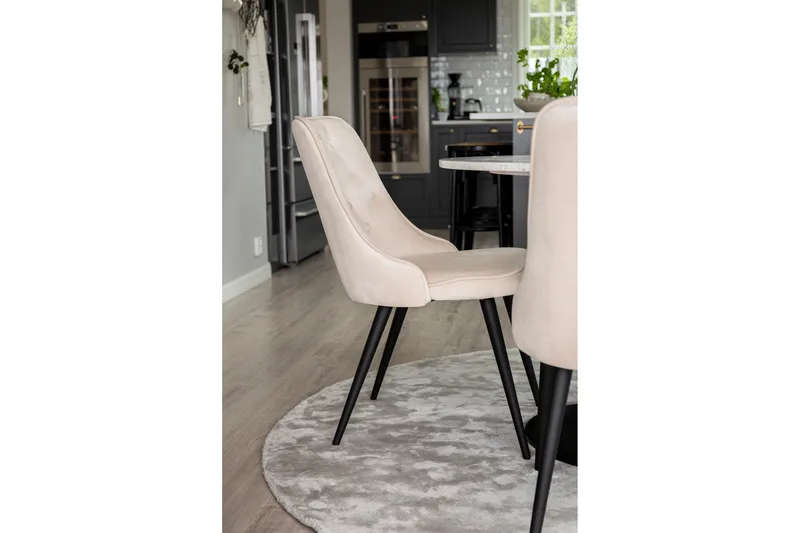Runa Matgrupp inkl 4 Valerie Lyx Sammetsstolar - Svart/Beige - Möbler - Matplats - Matgrupp & matbord med stolar