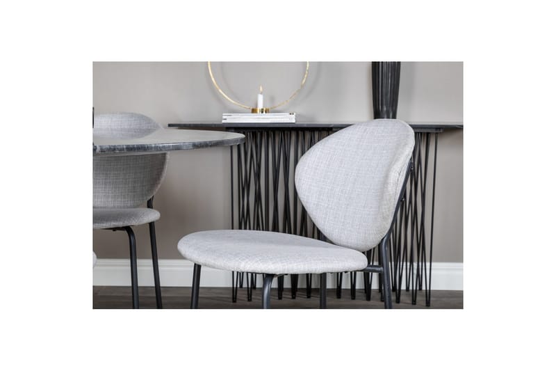 Rund Matgrupp Estelle Chrome , Vault - Grå - Möbler - Matplats - Matgrupp & matbord med stolar