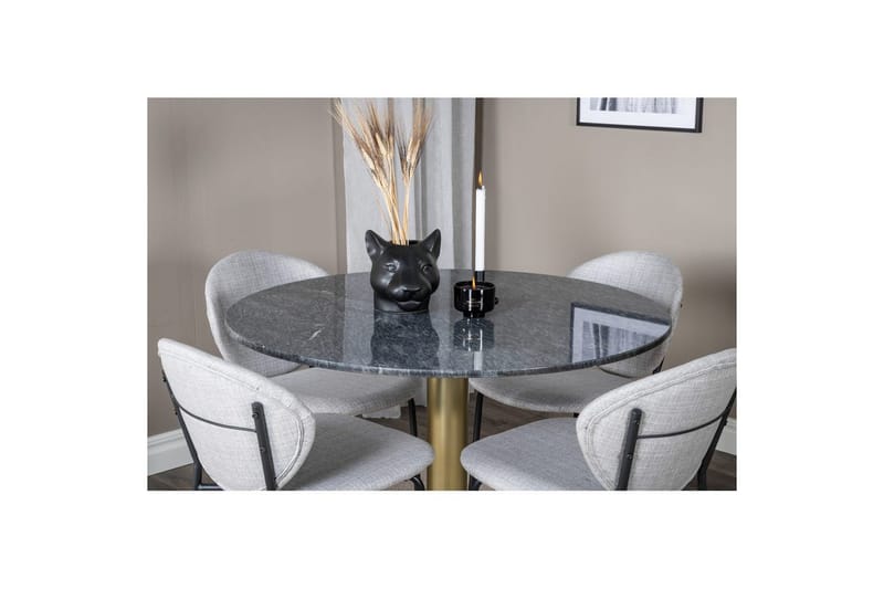 Rund Matgrupp Estelle Chrome , Vault - Grå - Möbler - Matplats - Matgrupp & matbord med stolar
