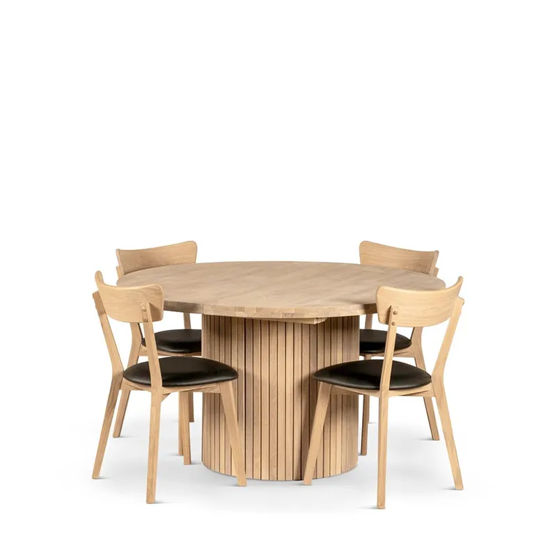 Runt Matbord Dresden 135 cm med Stolar, Bord och 4 st Eksjö-stolar