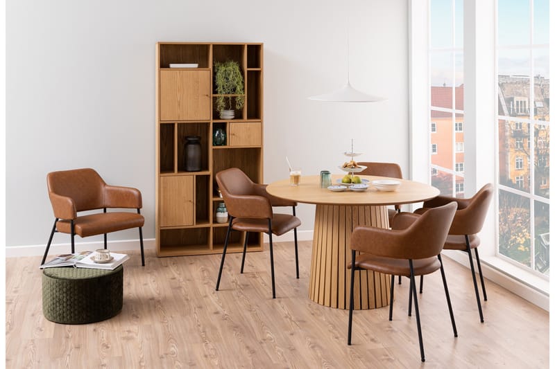 Saku Runt Matbord 120 cm med Trä- och Ekutseende - Beige - Möbler - Matplats - Matbord & köksbord