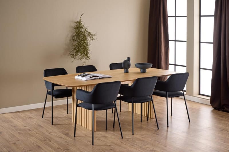 Saku Stort Rektangulärt Matbord 220 cm med Trä- och Ekutseende - Beige - Möbler - Matplats - Matbord & köksbord